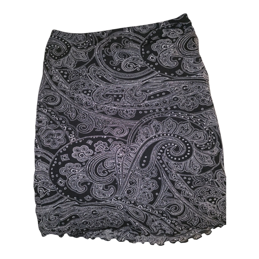 New York & Company Black and White Paisley Mini Skirt